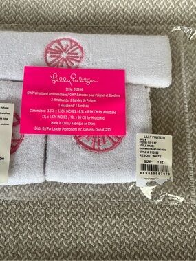 Lilly Pulitizer Set of White Wristbands and Headband NEW